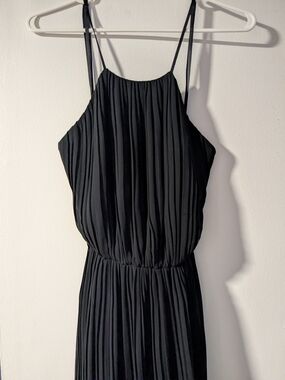 BCBGeneration Black Pleated Chiffon Maxi Halter Dress